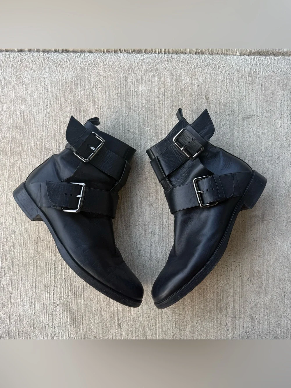 Pierre Hardy Black Leather Double-Buckle Ankle Boots